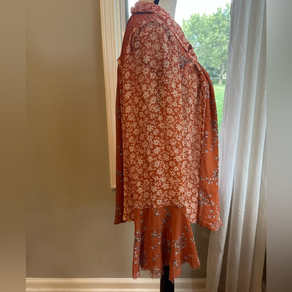 Free People Serena Blouse rust floral print Large - Picture 4 of 9